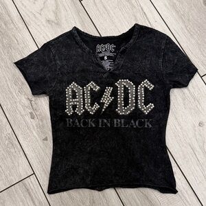 AC/DC Black Acid Wash Graphic T-Shirt
